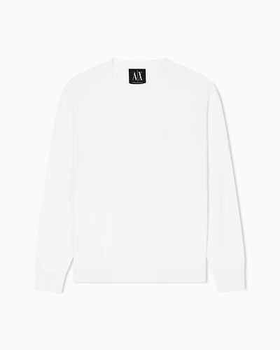 Armani Exchange -  Cotton Blend Crew Neck Sweater, Man, White, Size: