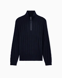 Armani Exchange - High-neck sweater with zip, Man, Navy Blue, Size:
