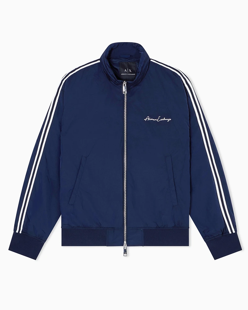 Armani Exchange - Full zip jacket with contrasting bands, Man, Blue, Size: