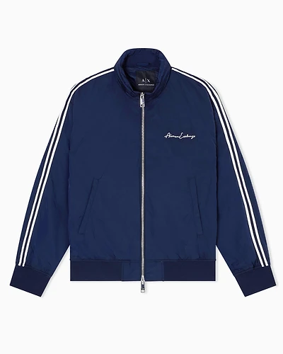 Armani Exchange - Full zip jacket with contrasting bands, Man, Blue, Size: