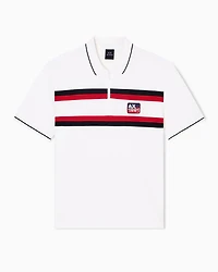 Armani Exchange - Regular fit polo shirt with zip and contrasting bands, Man, White, Size: