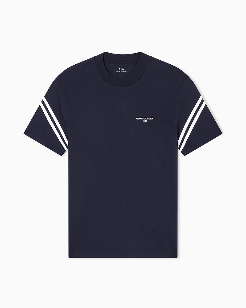 Armani Exchange - Regular fit T-shirt with contrasting piping, Man, Navy Blue, Size: