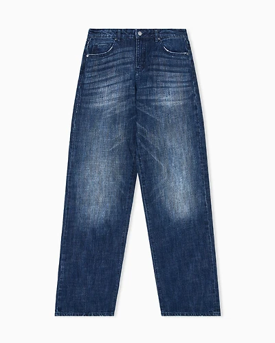 Armani Exchange - Low rise relaxed fit shaded jeans, Woman, Blue, Size: