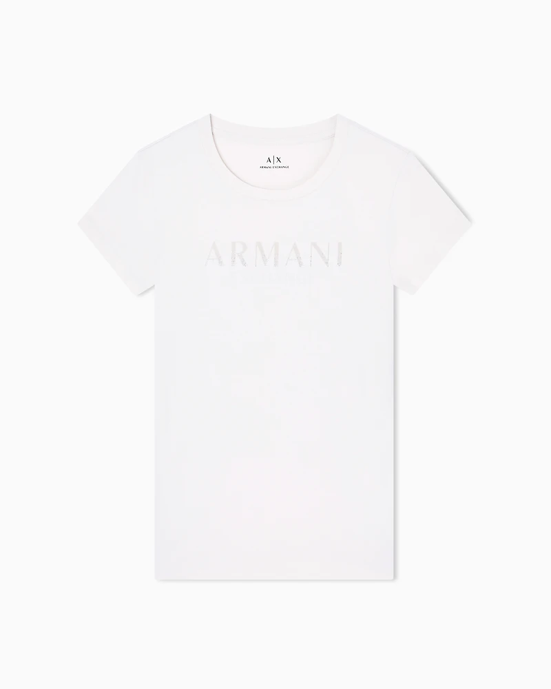 Armani Exchange - Stretch cotton T-shirt, Woman, Beige, Size: