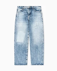 Armani Exchange - Relaxed fit jeans with a used effect and rips, Woman, Blue, Size: