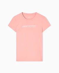 Armani Exchange - Slim fit T-shirt with logo lettering, Woman, Pink, Size: