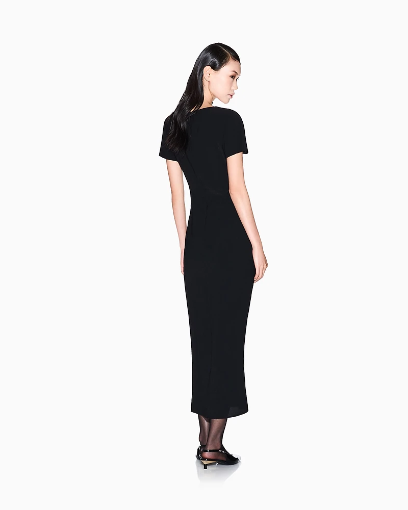 Armani Exchange - Midi dress with crossed V-neck, Woman, Black, Size: