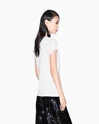 Armani Exchange - Stretch cotton T-shirt, Woman, Beige, Size: