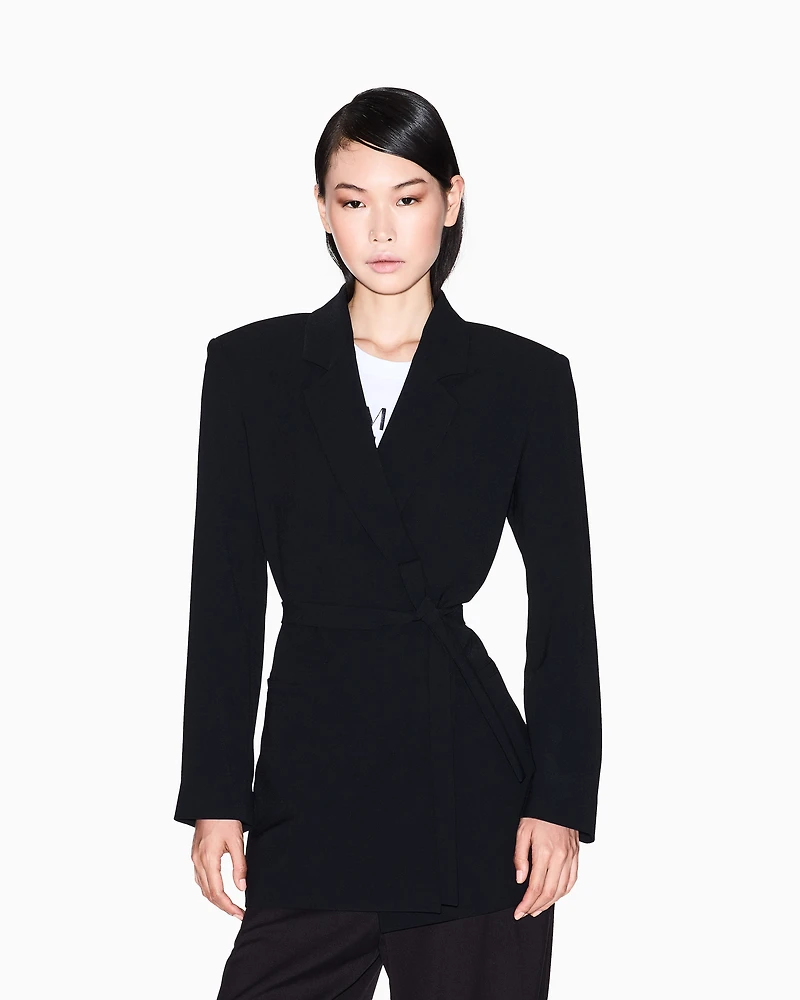 Armani Exchange - Jacket with thin belt, Woman, Black, Size: