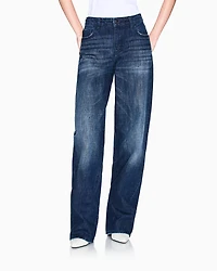 Armani Exchange - Low rise relaxed fit shaded jeans, Woman, Blue, Size: