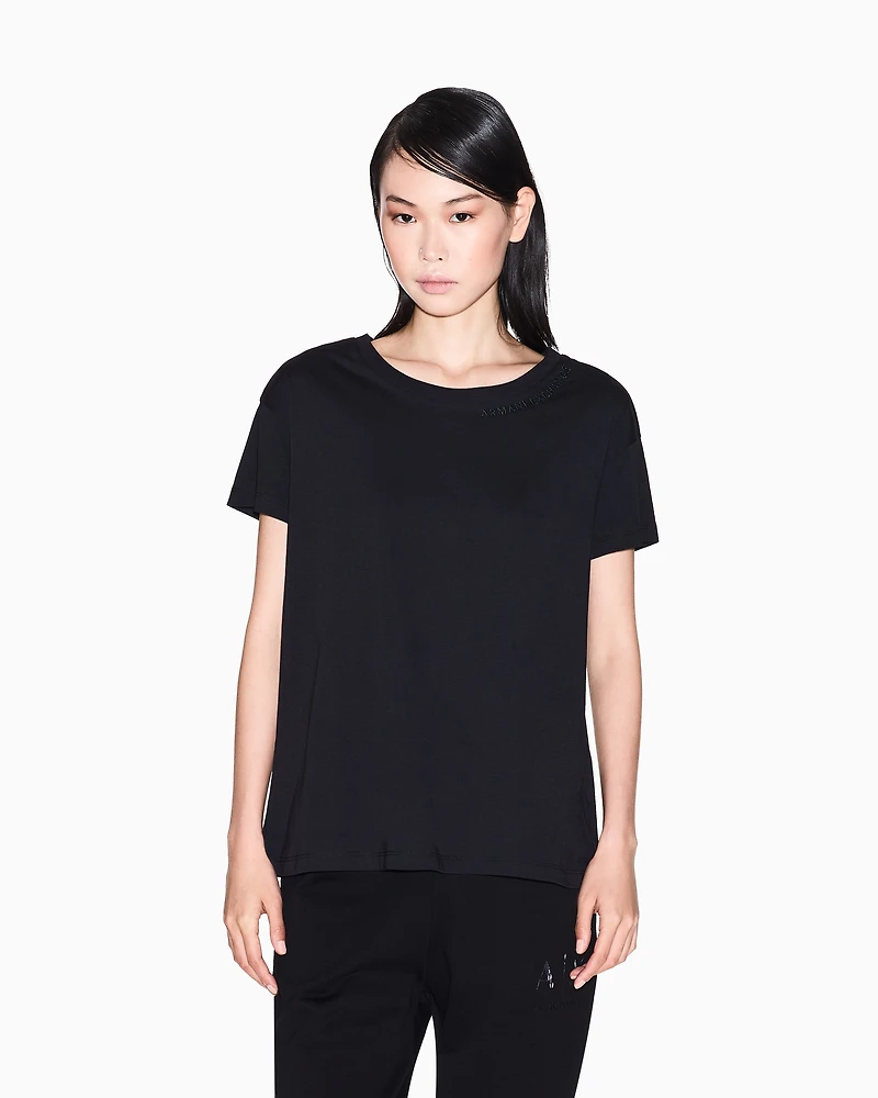 Armani Exchange - Relaxed Fit T-Shirts, Woman, Black, Size:
