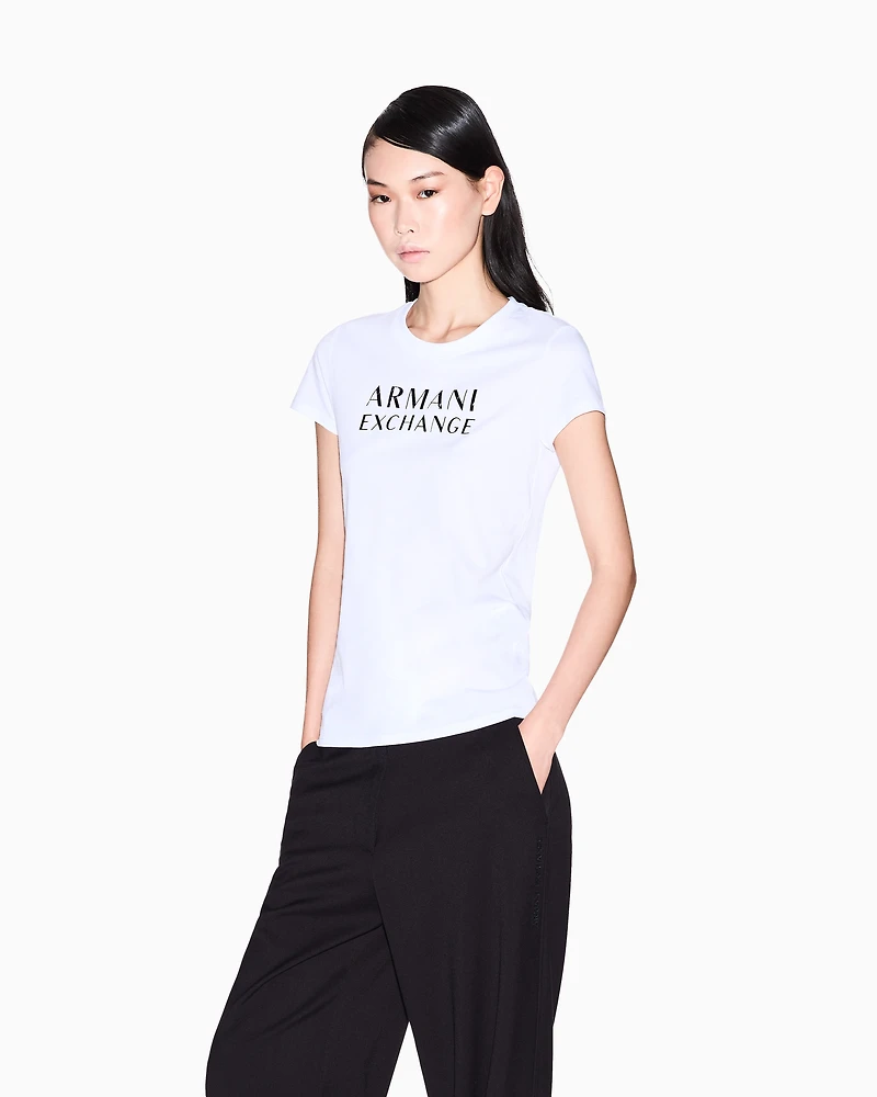 Armani Exchange - Jersey T-shirt with logo, Woman, White, Size: