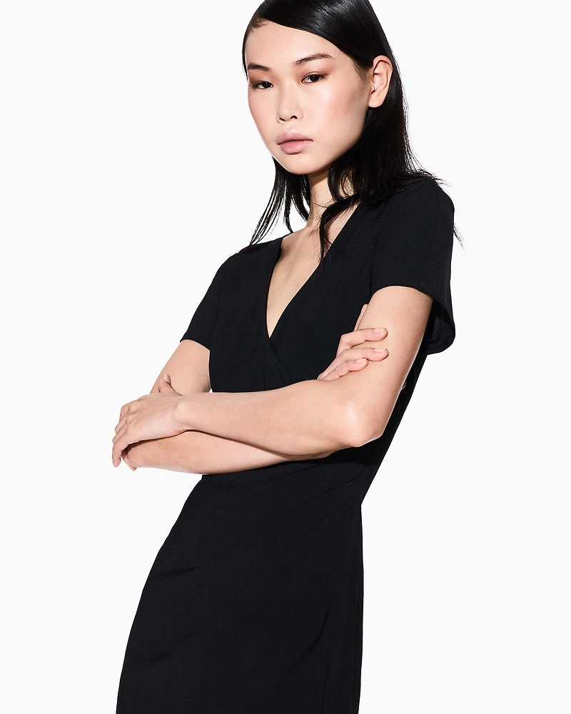 Armani Exchange - Midi dress with crossed V-neck, Woman, Black, Size:
