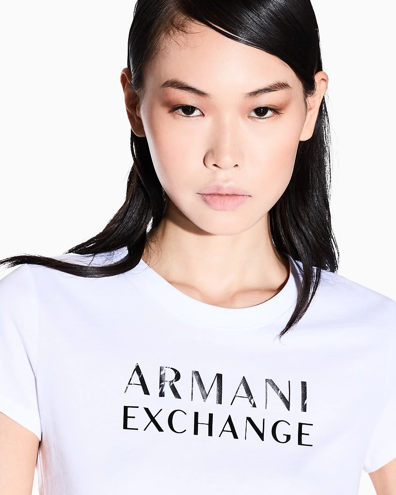 Armani Exchange - Jersey T-shirt with logo, Woman, White, Size: