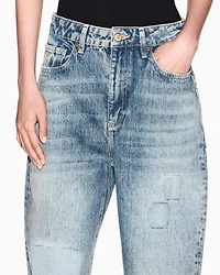 Armani Exchange - Relaxed fit jeans with a used effect and rips, Woman, Blue, Size: