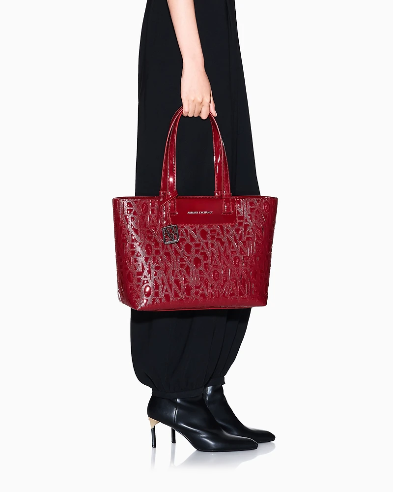 Tote bag in shiny material