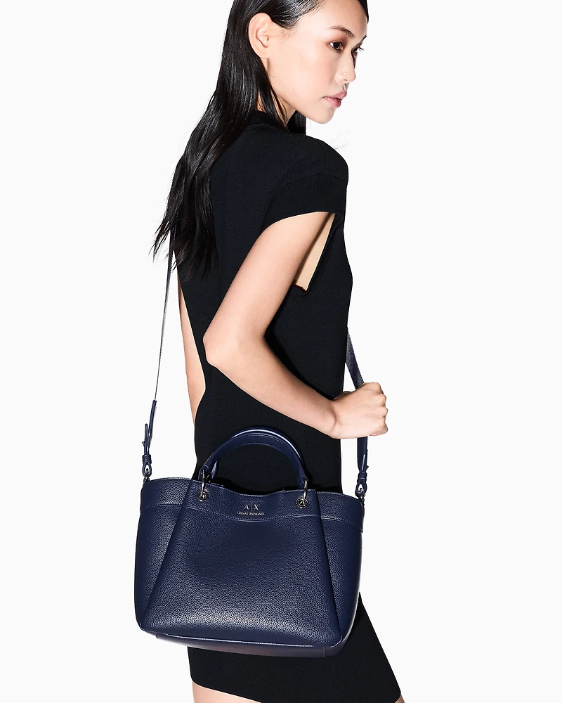 Armani Exchange - Medium handbag with degradè shoulder strap, Woman, Navy Blue, Size: TU