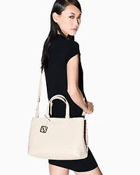 Armani Exchange - Handbag with allover logo, Woman, Beige, Size: TU