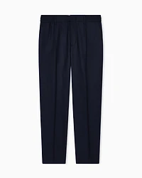 Emporio Armani - Stretch-twill virgin-wool trousers with ribbing, Man, Navy Blue, Size: