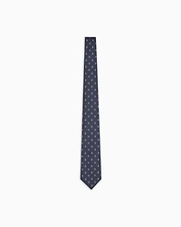 Emporio Armani - Pure silk tie with diamond jacquard micro-pattern, Man, Navy Blue, Size: TU