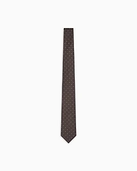 Emporio Armani - Pure silk tie with jacquard micro-pattern, Man, Brown, Size: TU