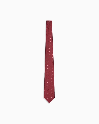 Emporio Armani - Pure silk tie with jacquard micro-pattern, Man, Burgundy, Size: TU