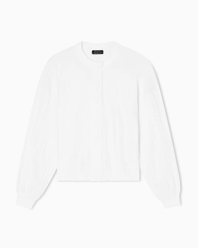 Armani Exchange - Cardigan with ribbed sleeves, Woman, White, Size: