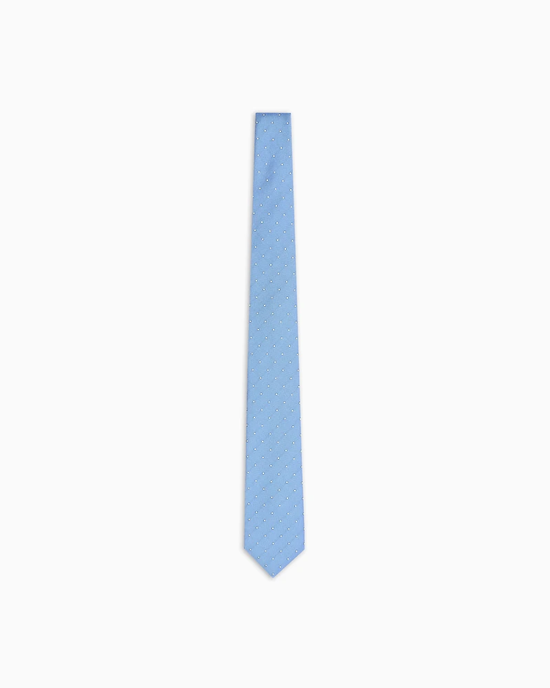 Emporio Armani - Pure silk tie with jacquard micro-pattern, Man, Light Blue, Size: TU