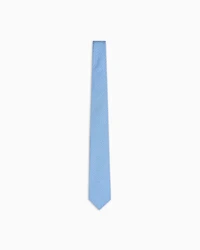 Emporio Armani - Pure silk tie with jacquard micro-pattern, Man, Light Blue, Size: TU