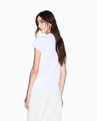 Armani Exchange - Slim fit T-shirt with logo lettering, Woman, White, Size: