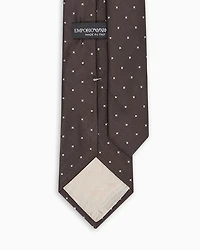 Emporio Armani - Pure silk tie with jacquard micro-pattern, Man, Brown, Size: TU