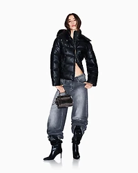 Armani Exchange - Jacket shiny recycled fabric, Woman, Black, Size:
