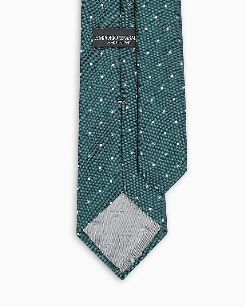 Emporio Armani - Pure silk tie with jacquard micro-pattern, Man, Green, Size: TU