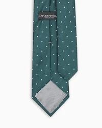 Emporio Armani - Pure silk tie with jacquard micro-pattern, Man, Green, Size: TU