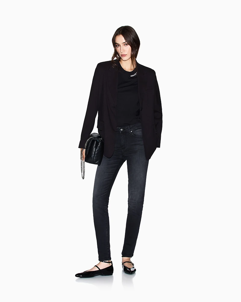 Armani Exchange - Super skinny used effect jeans, Woman, Black, Size: