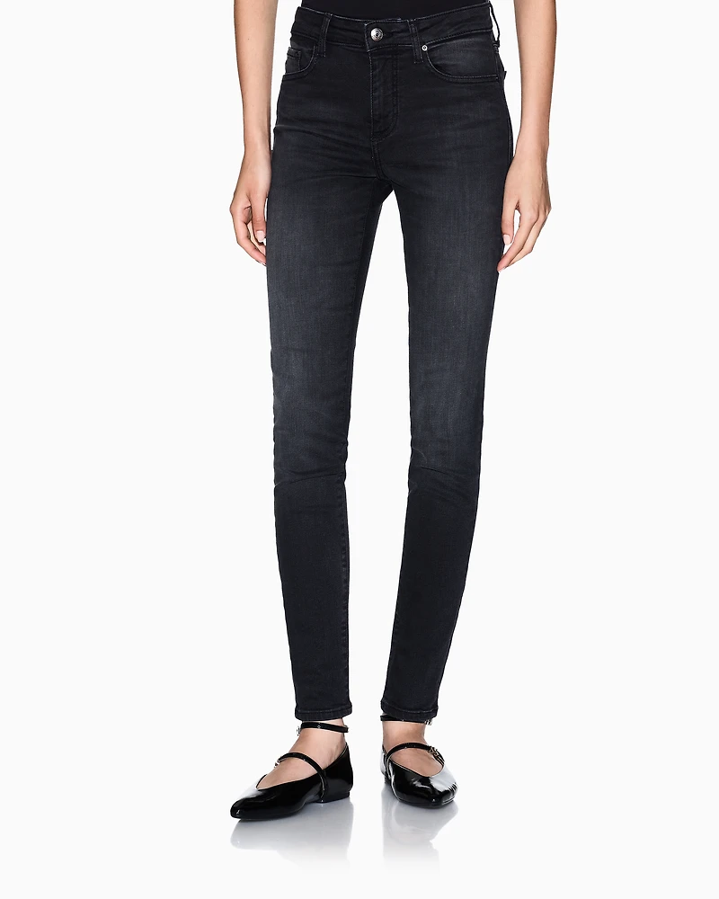 Armani Exchange - Super skinny used effect jeans, Woman, Black, Size: