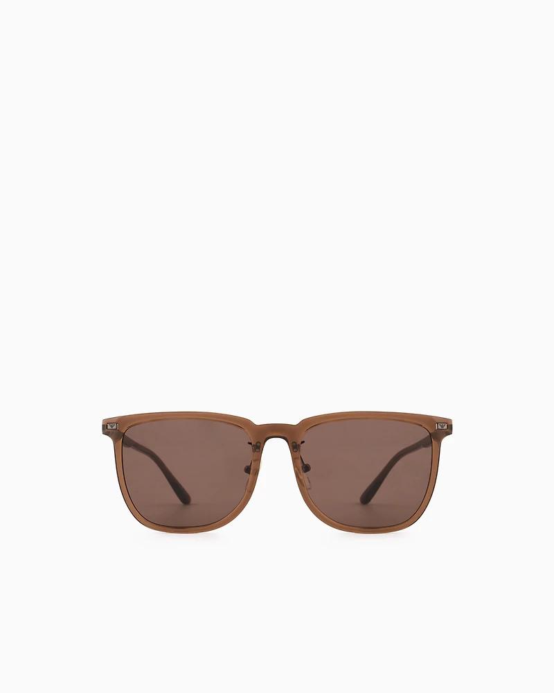 Emporio Armani - Unisex square sunglasses, Unisex, Brown, Size: 56L