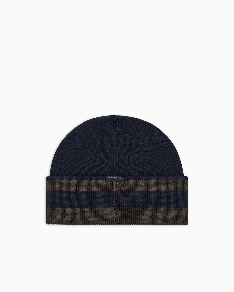 Armani Exchange - Beanie hat with logo, Man, Blue, Size: TU