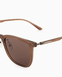 Emporio Armani - Unisex square sunglasses, Unisex, Brown, Size: 56L