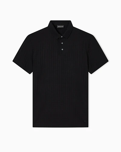 Emporio Armani - Jacquard jersey polo shirt, Man, Black, Size: