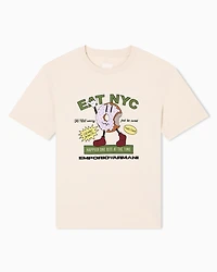 Emporio Armani - New York Capsule Collection EAT NYC print jersey T-shirt, Man, Beige, Size: