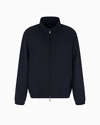 Emporio Armani - ASV full-zip sweatshirt Lyocell-blend jacquard jersey, Man, Navy_blue, Size: