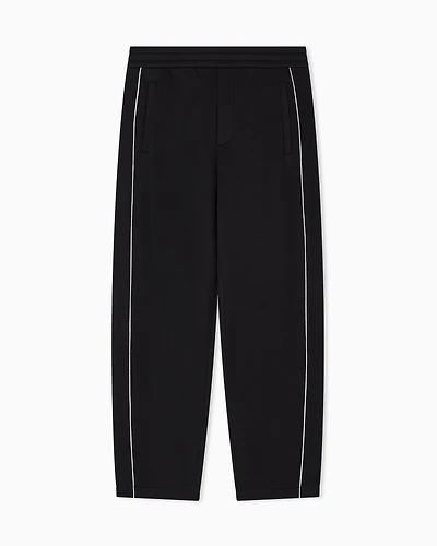 Emporio Armani - Double-jersey trousers with piping, Man, Black, Size: