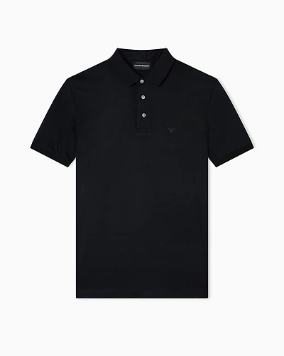 Emporio Armani - ASV Lyocell-blend jersey polo shirt, Man, Black, Size: