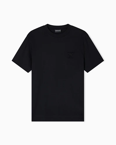 Emporio Armani - ASV Lyocell jersey blend T-shirt with domed logo, Man, Black, Size: