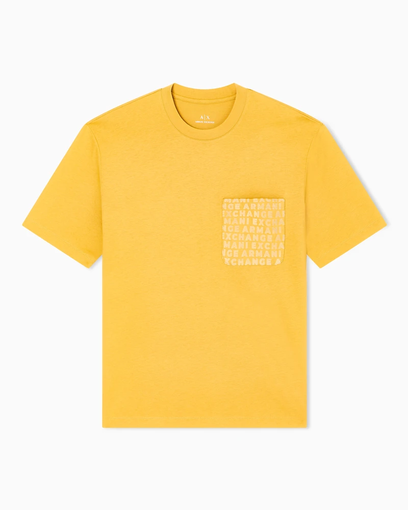 Armani Exchange - Regular fit T-shirt with logo pocket, Man, Yellow, Size: