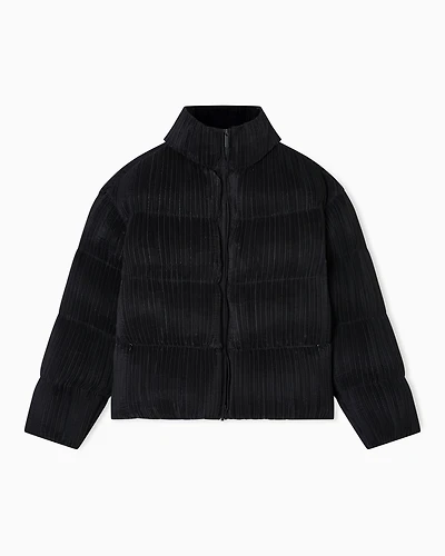 Emporio Armani - Pleated technical fabric jacket, Woman, Black, Size: