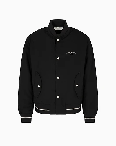 Emporio Armani - Nylon bomber with logo embroidery, Man, Black, Size: