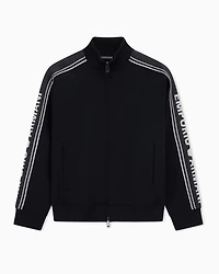 Emporio Armani - ASV double-jersey full-zip sweatshirt with logo stripe, Man, Black, Size: