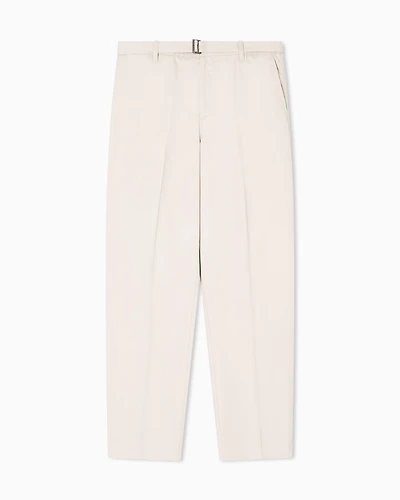 Emporio Armani - Cotton trousers with matching belt, Man, Beige, Size:
